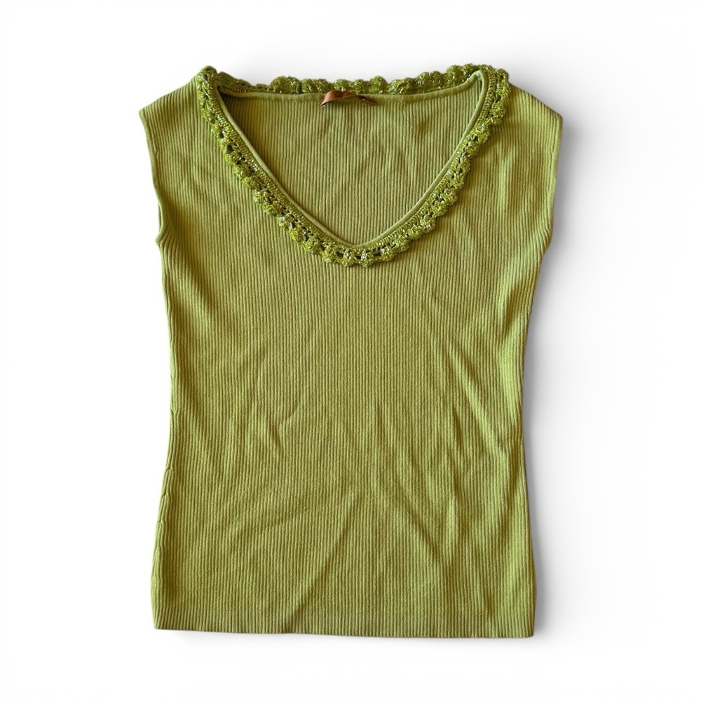 Belldini Olive Green Lace Trim Tank Top
